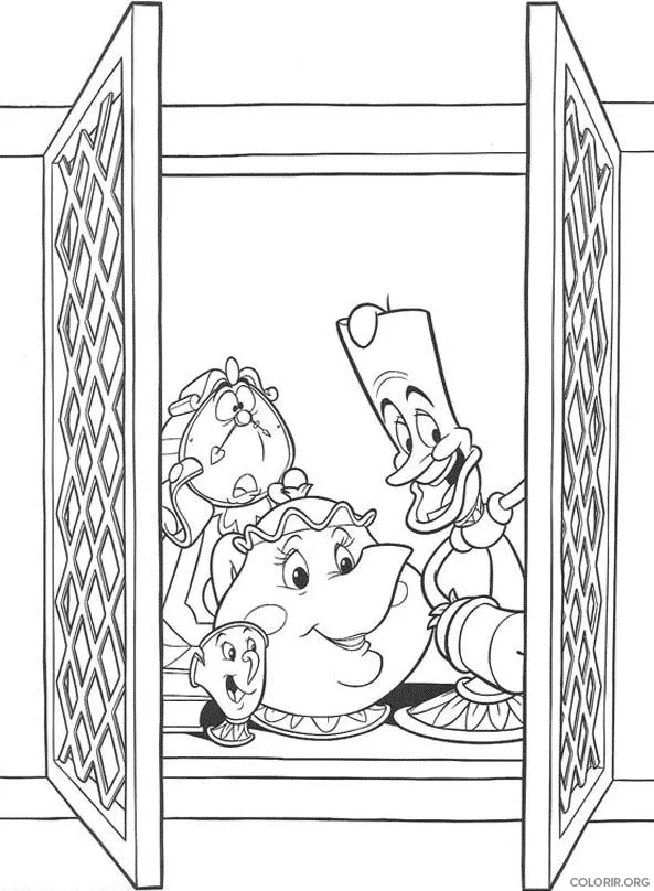 Amigos da Bela espiando pela Janela