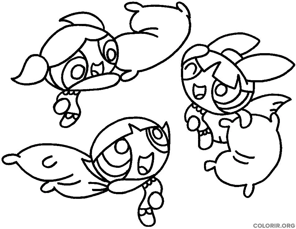 As Meninas Super Poderosas brincando de Guerra de Travesseiro