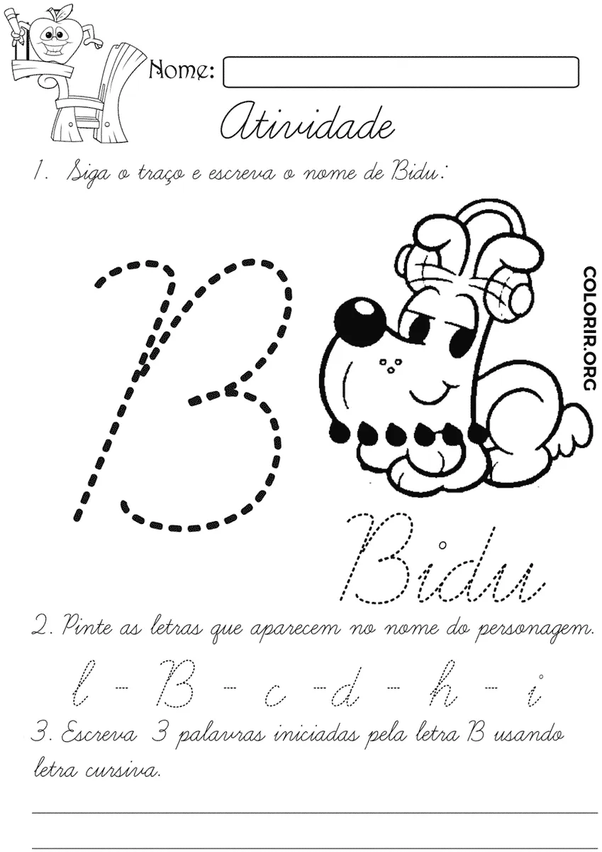 Atividade do Bidu para Escola