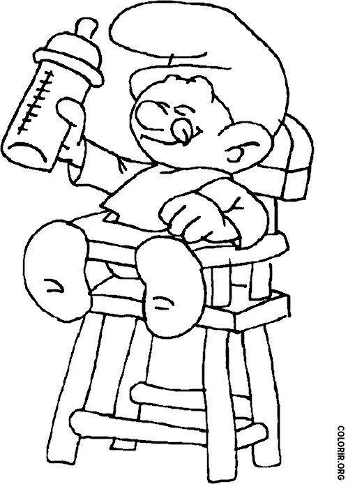 Bebe Smurf Tomando Mamadeira