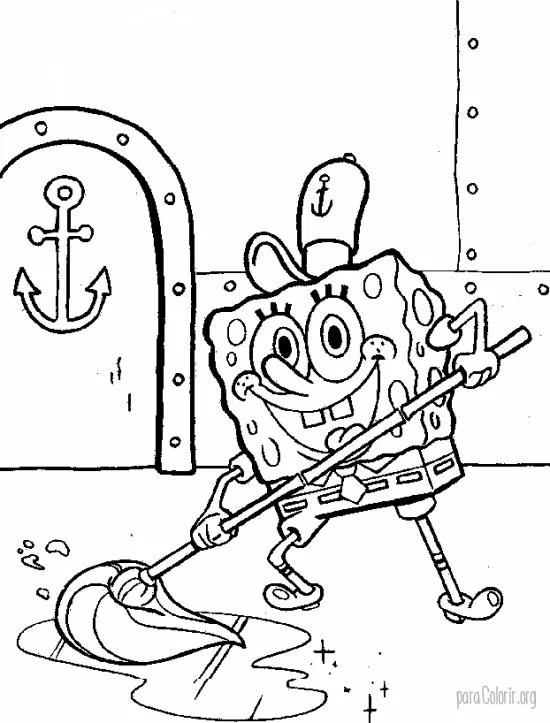 Bob Esponja Limpando Chao