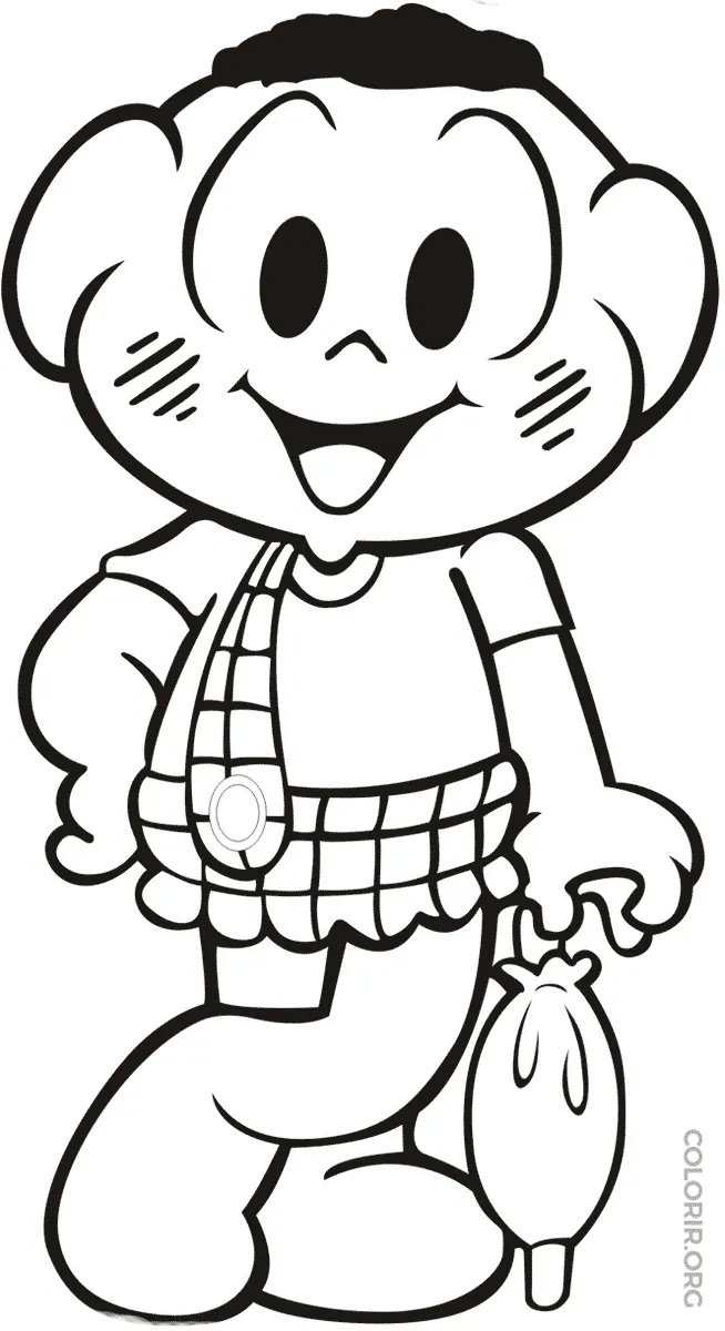 Cascao e seu Guarda Chuva para Coloir