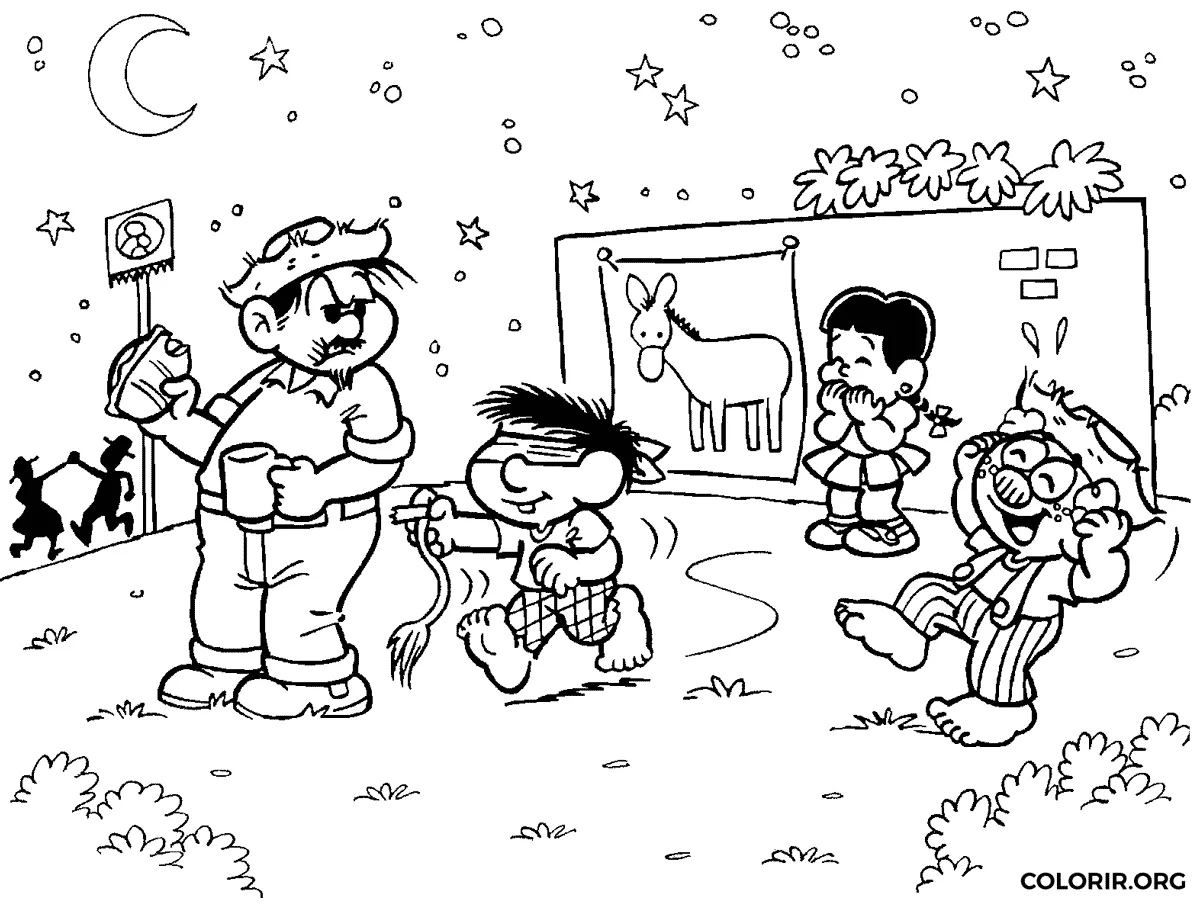 Chico Bento Colocando o Rabo no Burro