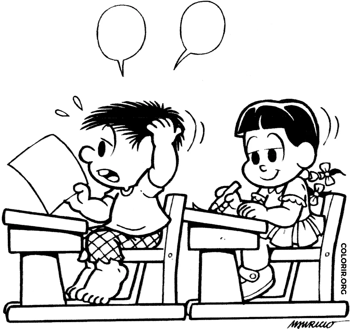 Chico Bento na Escola para colorir