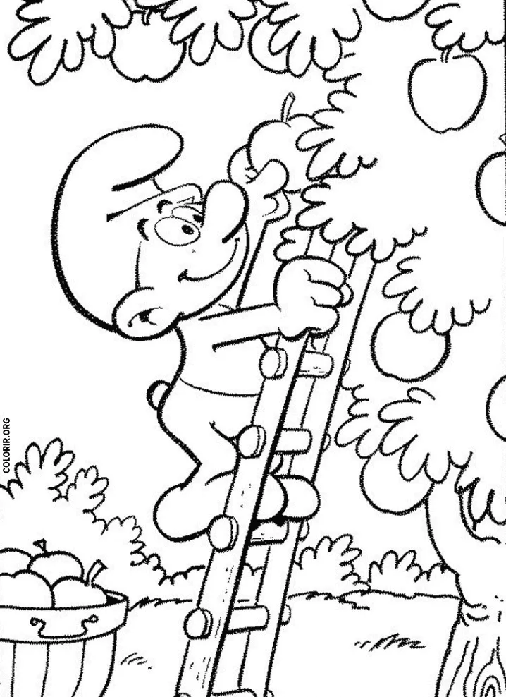 Desenho de Smurf Colhendo Fruta