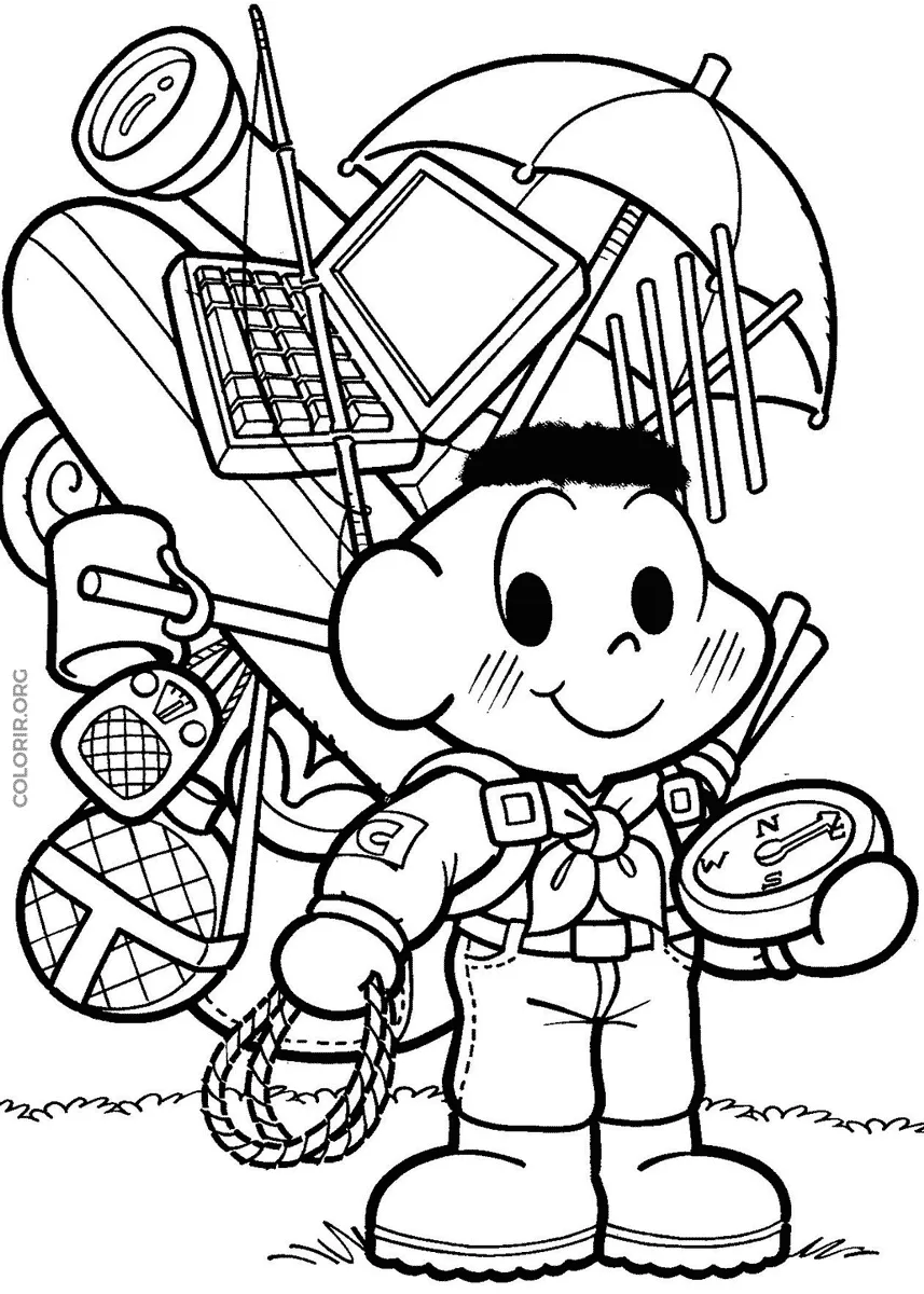 Desenho do Cascao de Escoteiro para colorir