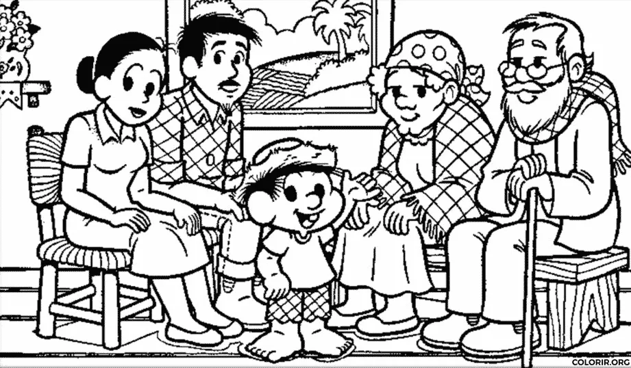Familia do Chico Bento para colorir