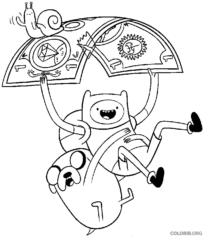 Finn Jake e Caracol voando