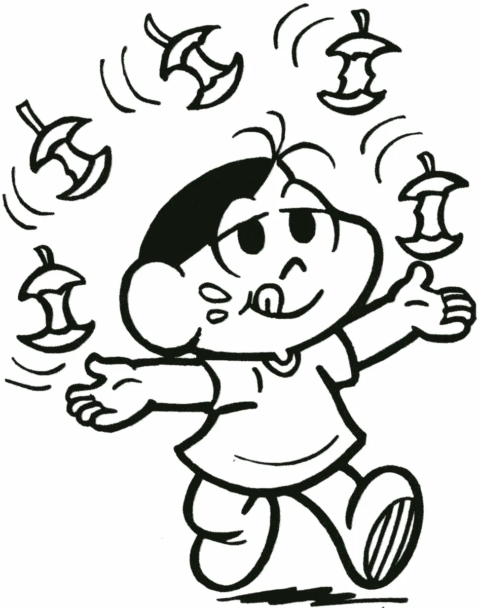 Magali fazendo Malabarismo com Macas