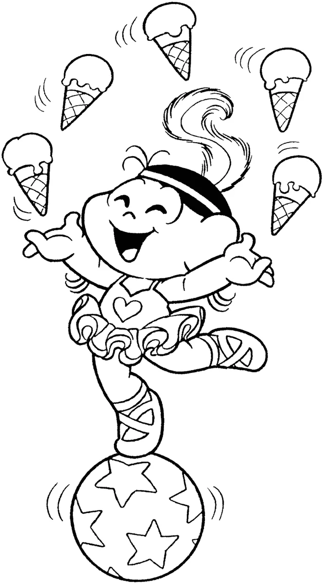 Magali fazendo Malabarismo com Sorvete