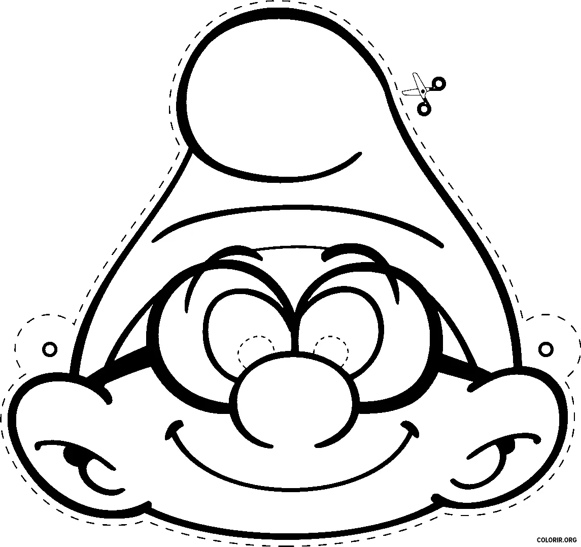 Mascara Smurf para Imprimir colorir e Recortar