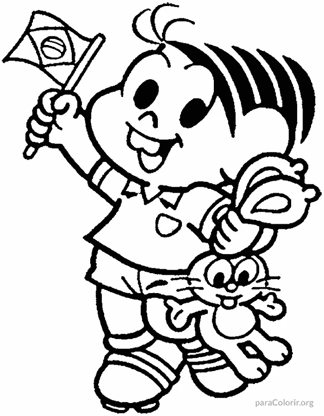 Monica com Bandeira do Brasil para colorir