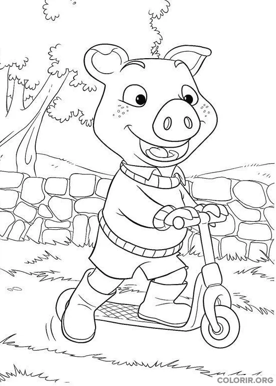 Piggley Winks andando de Patinete