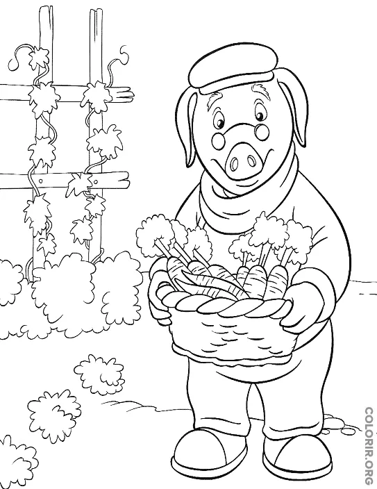 Senhor Piggley com Cenouras