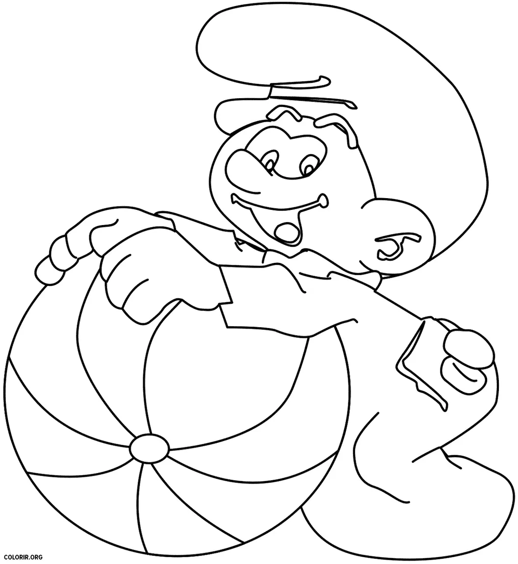 Smurf brincando com Bola de Praia