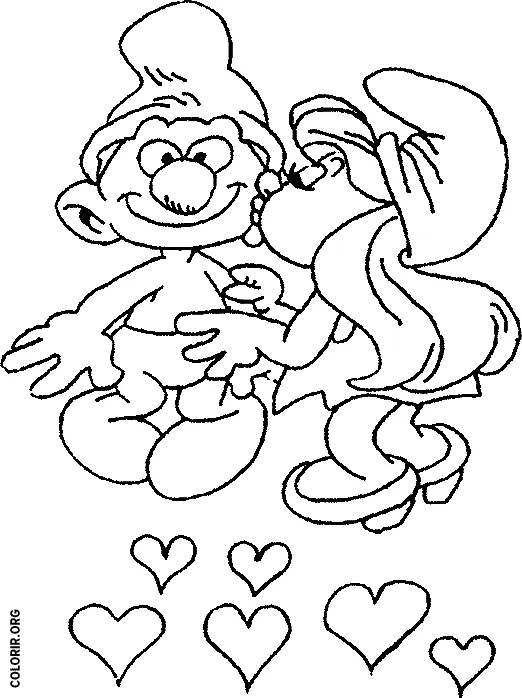 Smurf recebendo Beijo de Smurfette