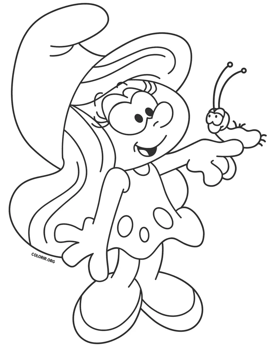 Smurfette com Borboleta para colorir
