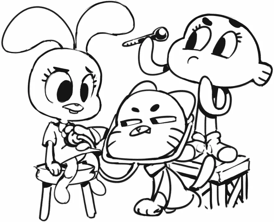 Turma de Gumball brincando de Medico