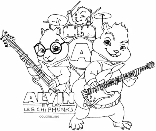 A Banda de Alvin e Os Esquilos para colorir