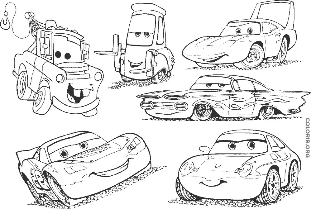 Os Personagens de Carros para colorir