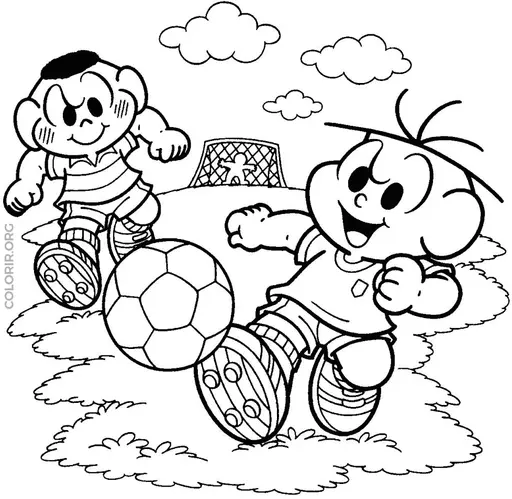 Cebolinha e Cascao jogando Futebol