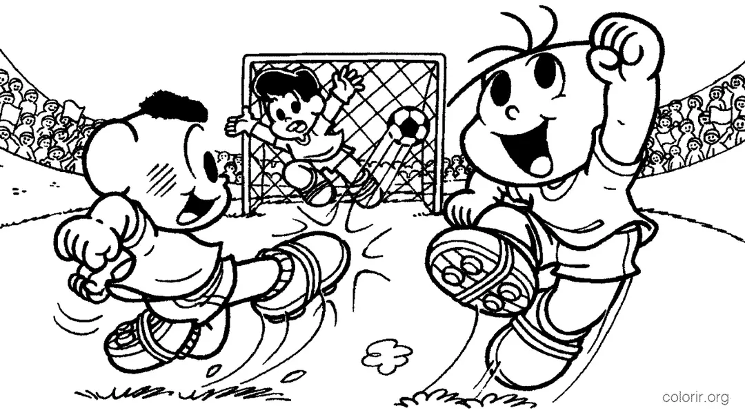 Cascao e Cebolinha jogando Futebol