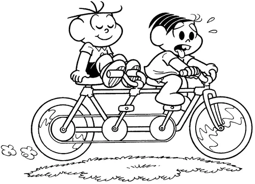 Cebolinha e Monica andando de Bicicleta