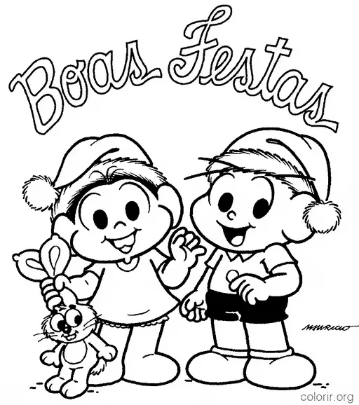 Cebolinha e Monica Boas Festas