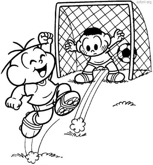 Cebolinha jogando Futebol com Cascao