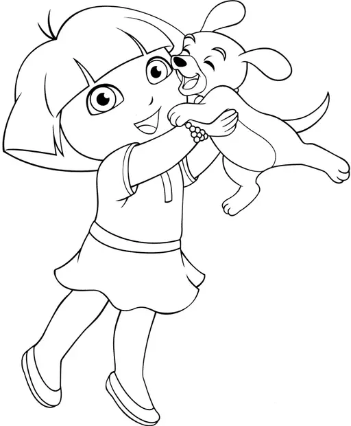 Dora Aventureira brincando com Cachorro