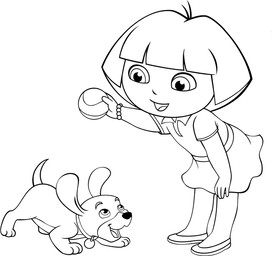 Dora brincando de Bola com Cachorro