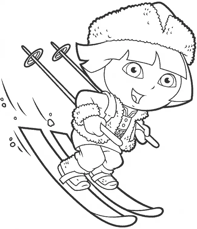 Dora Esquiando na Neve
