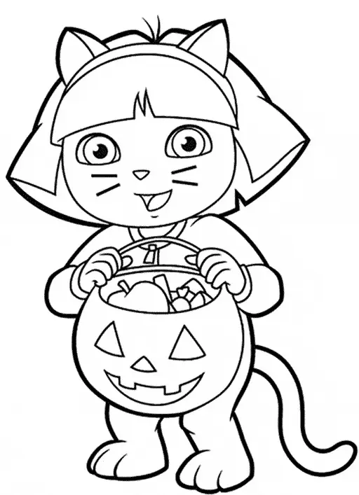 Dora Fantasiada de Gatinha para Halloween