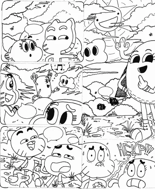 Historia em Quadrinhos do Gumball para colorir