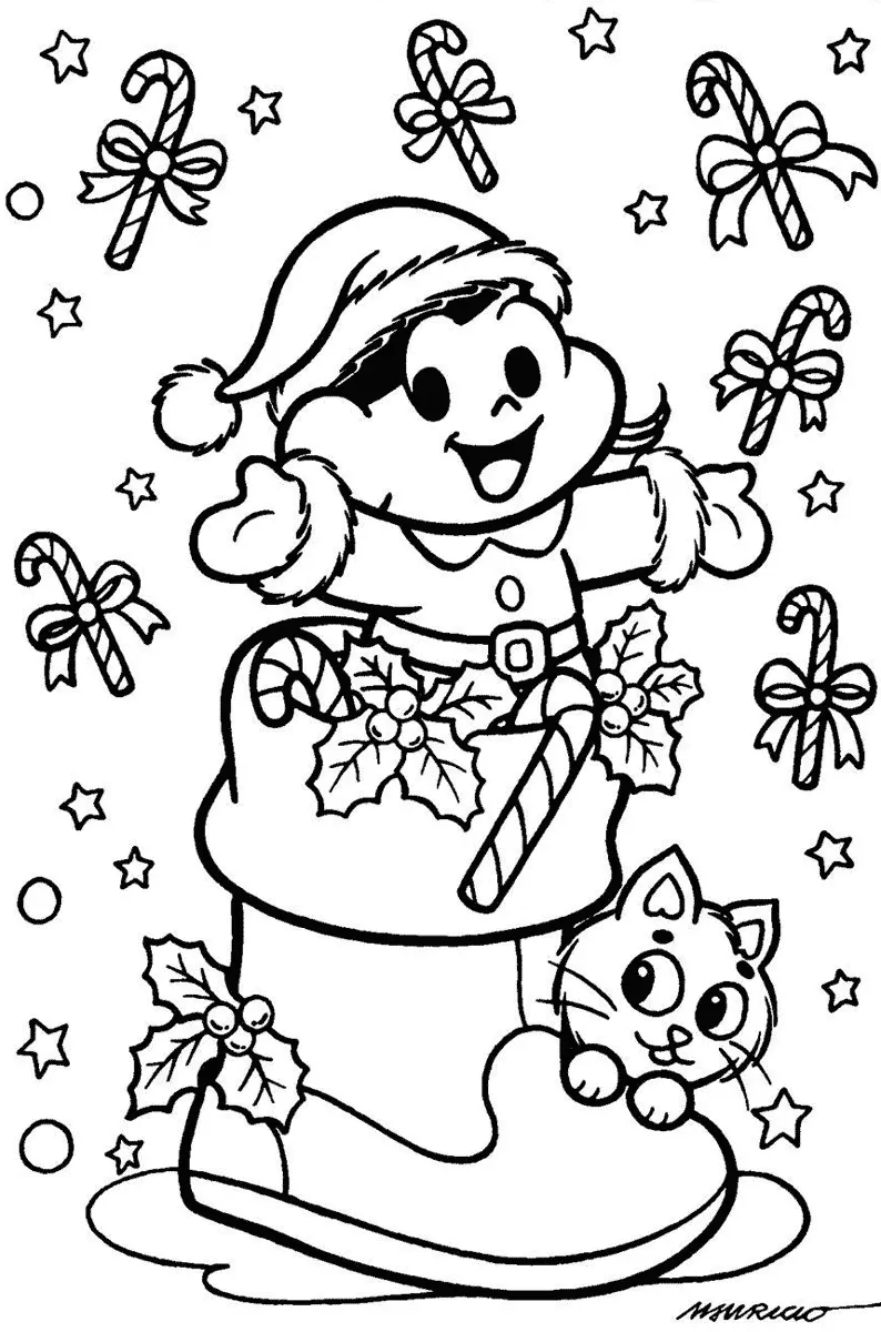 Desenho da Magali Celebrando o Natal