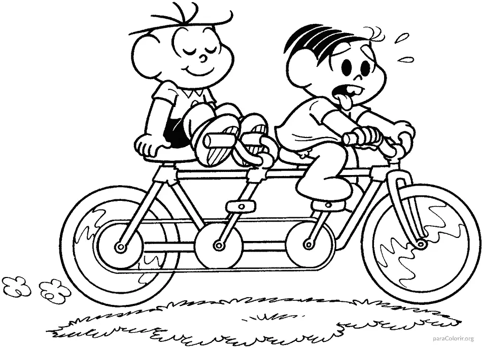 Monica e Cebolinha andando de Bicicleta