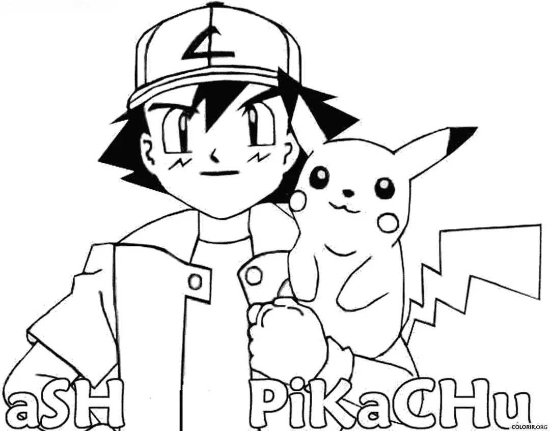 Ash e Pikachu para colorir