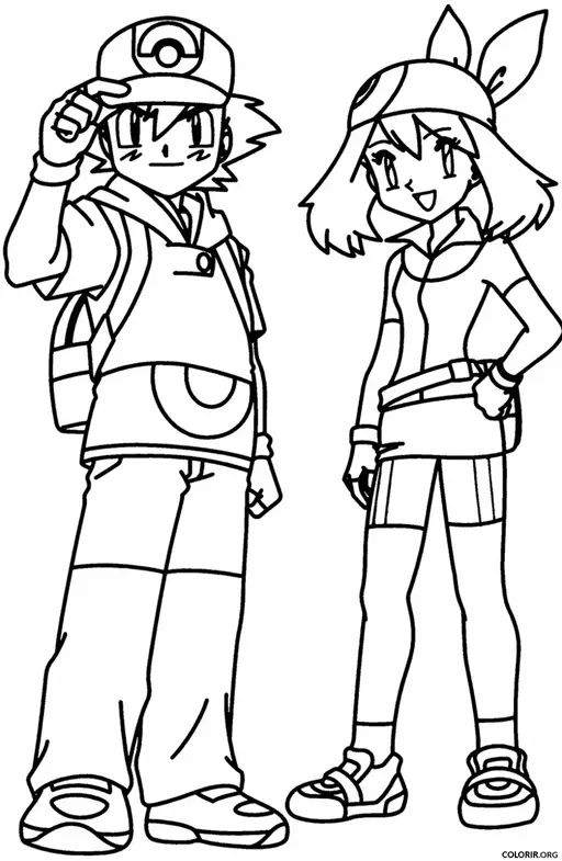 Ash e sua Amiga para colorir