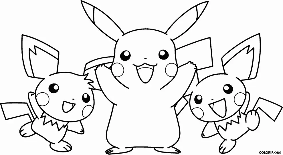 Pikachu e Pichus para colorir