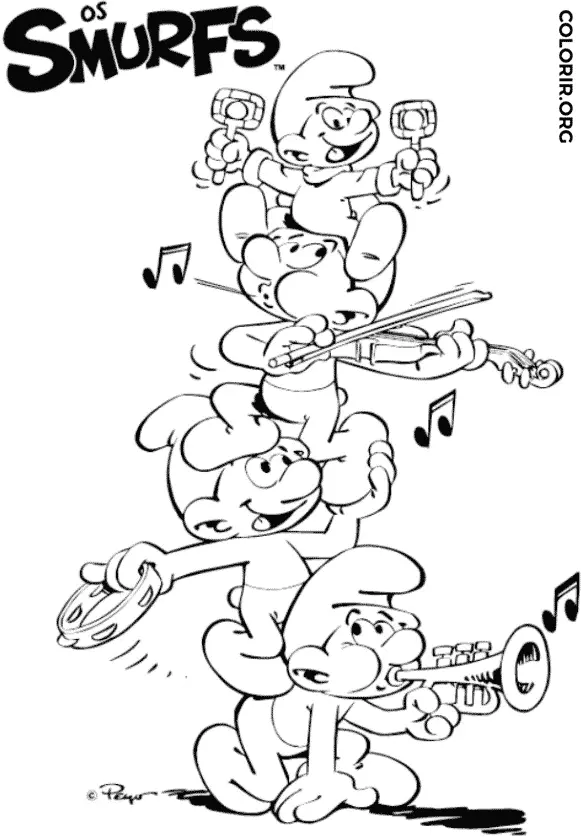 Os Smurfs Tocando Musica